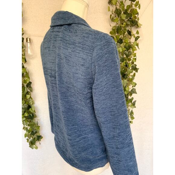 Vintage 90's Alfred Dunner Blue Tweed Patchwork Floral Embroidery Button Jacket - Picture 5 of 9